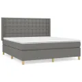 cadre de lit avec matelas Gris foncé 160x200cm Tissu