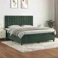 cadre de lit et matelas Vert foncé 180x200cm Velours