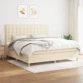 cadre de lit avec matelas Crème 200x200 cm Tissu