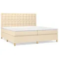 cadre de lit avec matelas Crème 200x200 cm Tissu