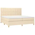 cadre de lit avec matelas Crème 200x200 cm Tissu