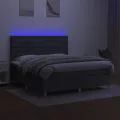cadre de lit et matelas et LED Gris foncé 160x200 cm