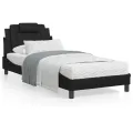 Lit avec matelas noir 90x190 cm similicuir