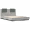 Cadre de lit avec tête de lit gris béton 120x190 cm