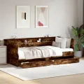 Lit de jour et tiroirs chêne fumé 75x190 cm bois d'ingénierie
