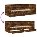 Lit de jour et tiroirs chêne fumé 75x190 cm bois d'ingénierie