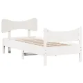 Cadre de lit avec tête de lit blanc 90x190cm bois de pin massif