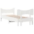 Cadre de lit avec tête de lit blanc 90x190cm bois de pin massif