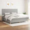cadre de lit avec matelas Gris clair 200x200cm Tissu