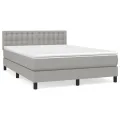 cadre de lit avec matelas Gris clair 140x190cm Tissu