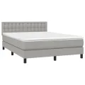 cadre de lit avec matelas Gris clair 140x190cm Tissu