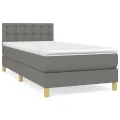 cadre de lit avec matelas Gris foncé 100x200cm Tissu