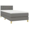 cadre de lit avec matelas Gris foncé 100x200cm Tissu