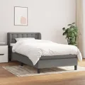 cadre de lit avec matelas Gris foncé 100x200cm Tissu