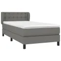 cadre de lit avec matelas Gris foncé 100x200cm Tissu