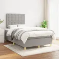 cadre de lit avec matelas Gris clair 120x200cm Tissu