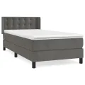 cadre de lit et matelas Gris foncé 90x200 cm Velours