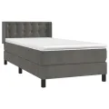cadre de lit et matelas Gris foncé 90x200 cm Velours