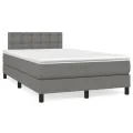 cadre de lit avec matelas Gris foncé 120x200cm Tissu