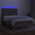 cadre de lit et matelas et LED Taupe 140x200cm Tissu