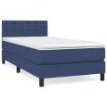 cadre de lit avec matelas Bleu 90x190 cm Tissu