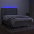 cadre de lit matelas LED Gris clair 140x190 cm Tissu