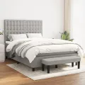cadre de lit avec matelas Gris clair 140x190cm Tissu