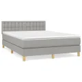 cadre de lit avec matelas Gris clair 140x200cm Tissu