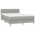 cadre de lit avec matelas Gris clair 140x200cm Tissu