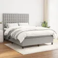 cadre de lit avec matelas Gris clair 140x190cm Tissu
