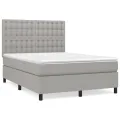 cadre de lit avec matelas Gris clair 140x190cm Tissu