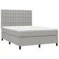 cadre de lit avec matelas Gris clair 140x190cm Tissu