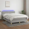 cadre de lit et matelas et LED Gris clair 140x200 cm