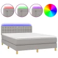 cadre de lit et matelas et LED Gris clair 140x200 cm