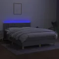 cadre de lit et matelas et LED Gris clair 140x200 cm