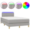 cadre de lit matelas LED Gris clair 120x200 cm Tissu