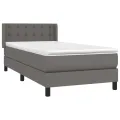 cadre de lit avec matelas Gris 90x190 cm Similicuir