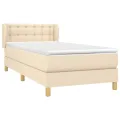 cadre de lit avec matelas Crème 100x200 cm Tissu