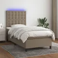 cadre de lit et matelas et LED Taupe 90x200 cm Tissu