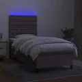 cadre de lit et matelas et LED Taupe 90x200 cm Tissu
