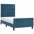 Cadre de lit avec tête de lit Bleu foncé 90x200 cm Velours