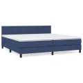 cadre de lit avec matelas Bleu 200x200 cm Tissu