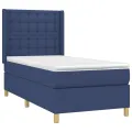 cadre de lit avec matelas Bleu 100x200 cm Tissu