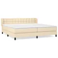 cadre de lit avec matelas Crème 200x200 cm Tissu