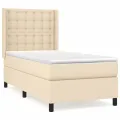 cadre de lit avec matelas Crème 90x200 cm Tissu