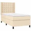 cadre de lit avec matelas Crème 90x200 cm Tissu