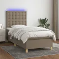 cadre de lit et matelas et LED Taupe 90x190 cm Tissu