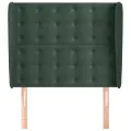 Tête de lit avec oreilles Vert foncé 103x23x118/128 cm Velours