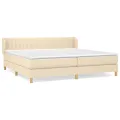 cadre de lit avec matelas Crème 200x200 cm Tissu