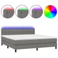 cadre de lit matelas LED Gris foncé 160x200 cm Tissu